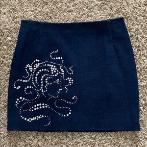 Crystallized Jeans Mini Skirt